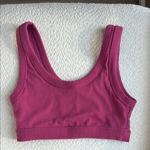 ALO Yoga Ribbed Wellness Bra (Raspberry Sorbet)